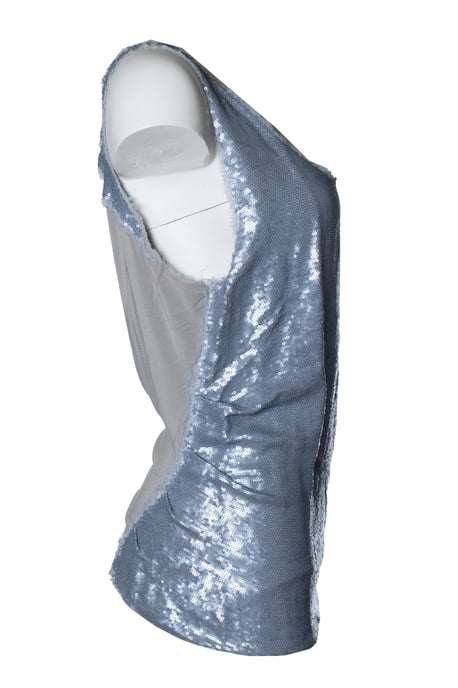 Donna Karan, grå metallic paljetttopp - Image 4