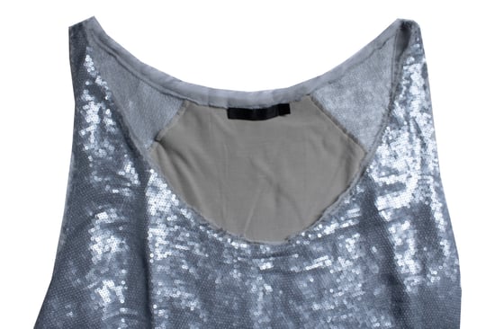 Donna Karan, grå metallic paljetttopp - Image 5