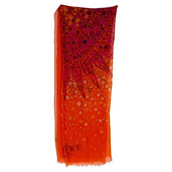 Loewe Vibrant Print Scarf in Orange Modal - Image 1