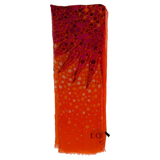 Loewe Vibrant Print Scarf in Orange Modal - Image 3