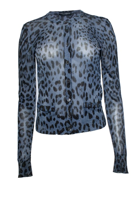 Dolce & Gabbana, blå leopardmönstrad lurexkofta - Image 1