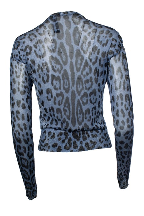 Dolce & Gabbana, blå leopardmönstrad lurexkofta - Image 2