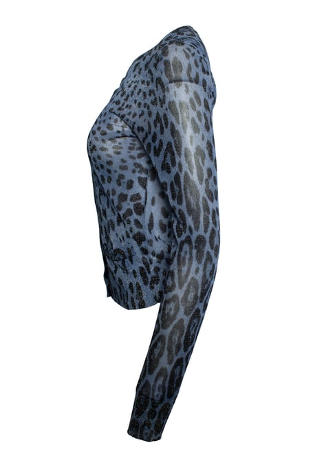 Dolce & Gabbana, blå leopardmönstrad lurexkofta - Image 3