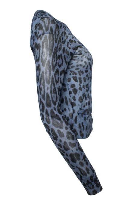 Dolce & Gabbana, blå leopardmönstrad lurexkofta - Image 4