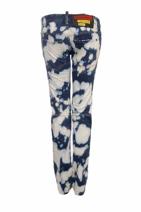 DSquared2, blå bikerjeans med blekmedelsfläckar - Image 2