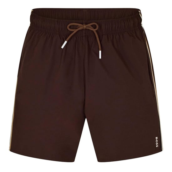 Boss Iconic Logo badshorts för herrar (Mörkbrun) - Image 1