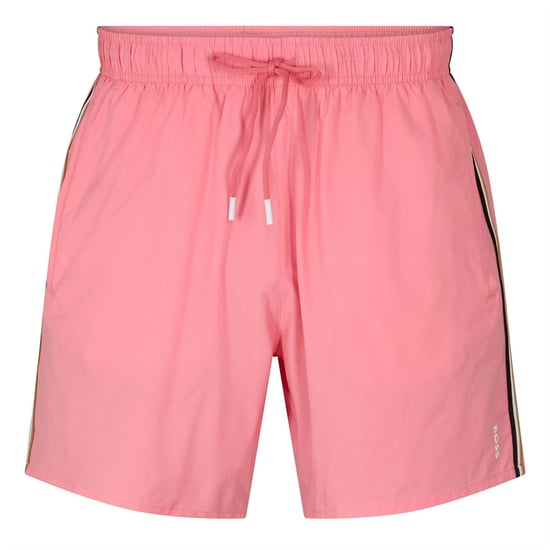 Boss Iconic Logo badshorts för herrar (Ljusrosa) - Image 1