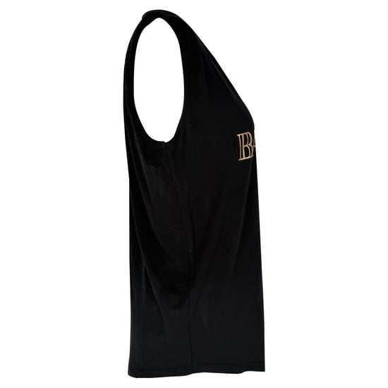 Balmain Gold Logo Sleeveless Top in Black Cotton - Image 3