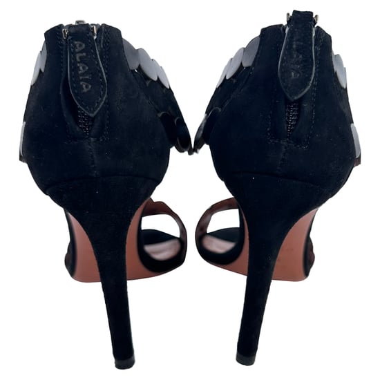 Alaïa Scalloped T-Strap Sandal Heels in Black Suede - Image 6