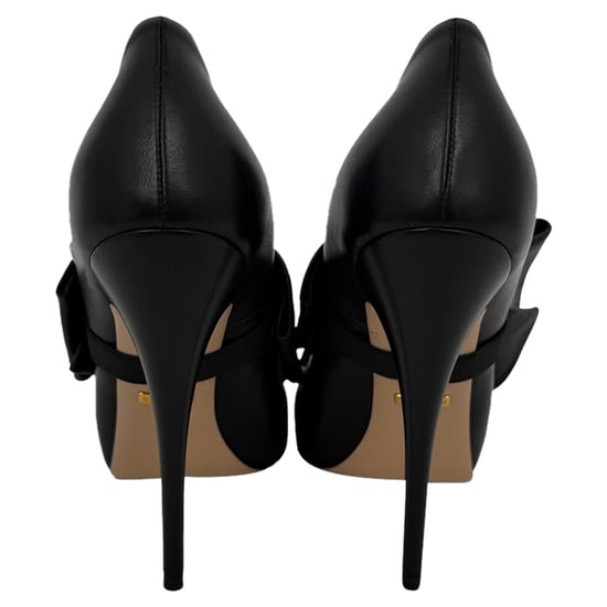 Gucci Elaisa pumps met strikdetail en kristallen versiering in zwart leer - Image 2