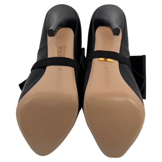 Gucci Elaisa pumps met strikdetail en kristallen versiering in zwart leer - Image 6