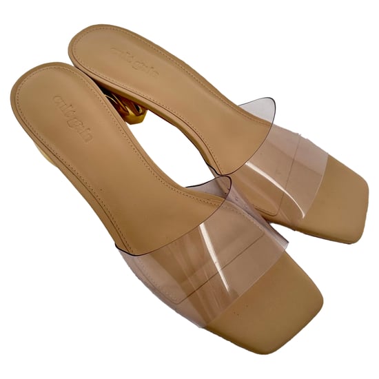 Cult Gaia Jila – Beige läderklackade skor med genomskinliga remmar - Image 5