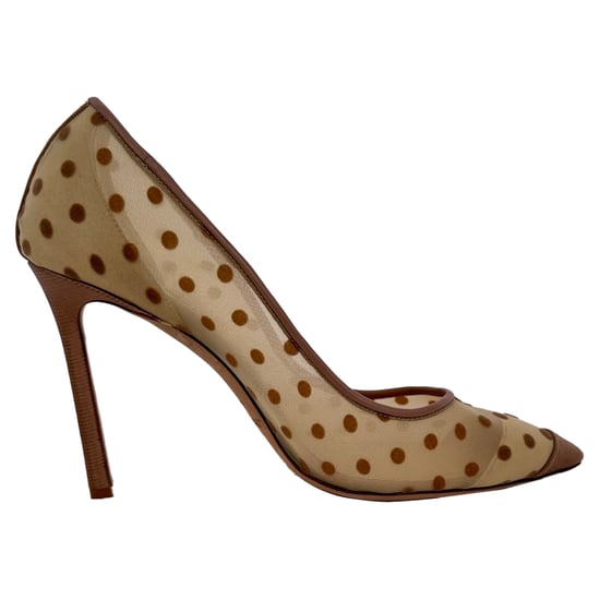 Jimmy Choo Polka Dot Pumps in Beige Mesh - Image 1