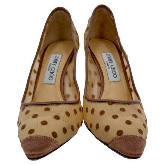 Jimmy Choo Polka Dot Pumps in Beige Mesh - Image 2