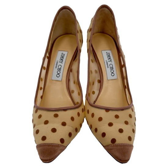 Jimmy Choo Polka Dot Pumps in Beige Mesh - Image 3