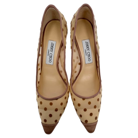 Jimmy Choo Polka Dot Pumps in Beige Mesh - Image 4
