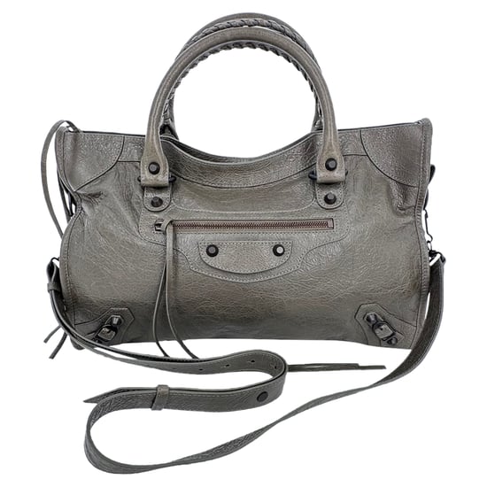 Balenciaga Medium Le City Shoulder Bag in Grey Lamb Leather - Image 2