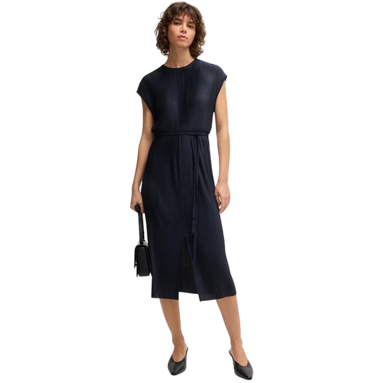 Boss Emaura midi-jurk met ronde hals en korte mouwen voor dames (Donkerblauw) - Image 1