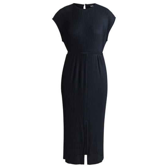Boss Emaura midi-jurk met ronde hals en korte mouwen voor dames (Donkerblauw) - Image 2