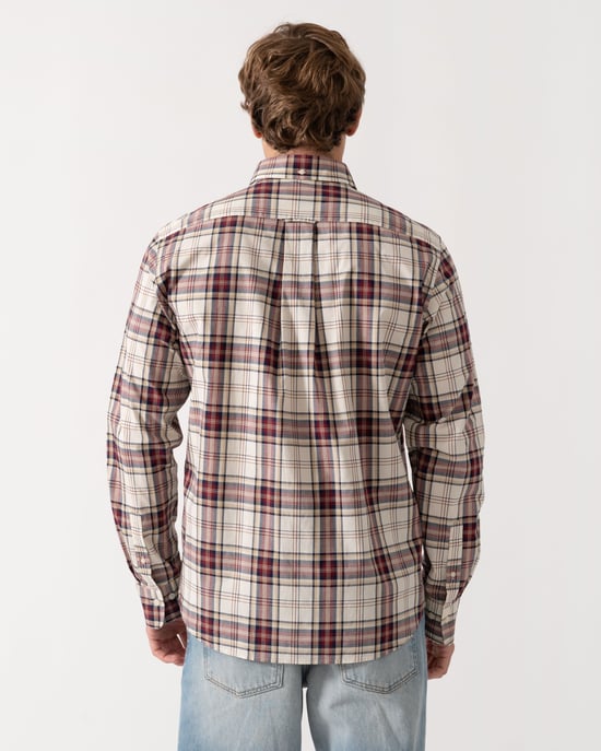Regular Fit Long Sleeve Logo Detail Shirt in Ecru - Image 3