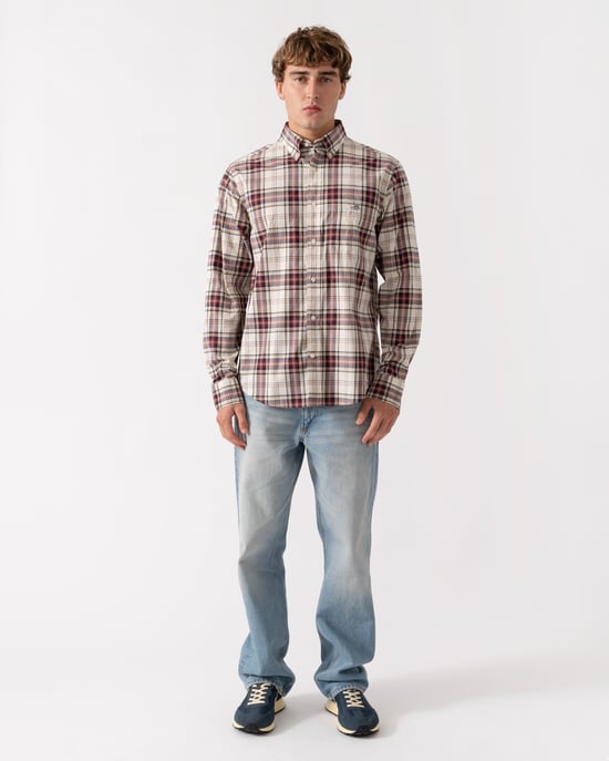 Regular Fit Long Sleeve Logo Detail Shirt in Ecru - Image 5