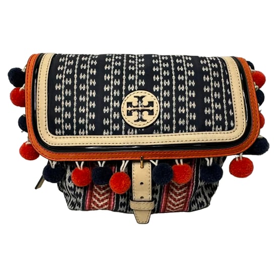 Tory Burch Scout Pom-Pom Crossbody Bag in Multicolor Canvas - Image 1