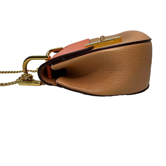 Chloé Mini Drew Chain Shoulder Bag in Orange Leather - Image 4