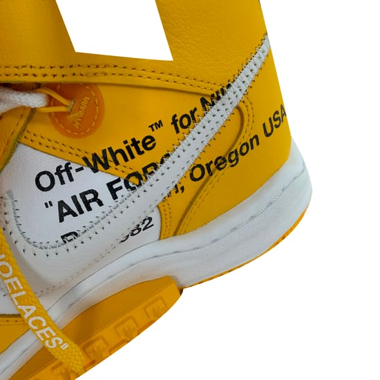 Nike x Off-White Air Force 1 Mid SP Sneakers in White and Varsity Maize Leather - Image 5