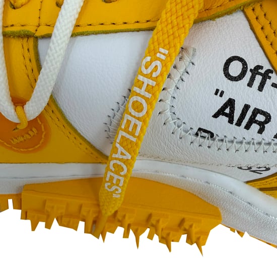 Nike x Off-White Air Force 1 Mid SP Sneakers in White and Varsity Maize Leather - Image 6