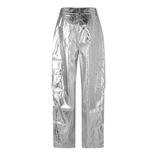AmyLynn Womens/Ladies Metallic Straight Leg Cargo Trousers (Silver) - Image 2
