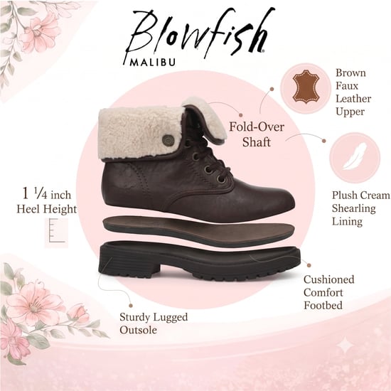 Blowfish Malibu dames winterlaarzen met veters van bruin kunstleer - Andy-Cozy - Image 2