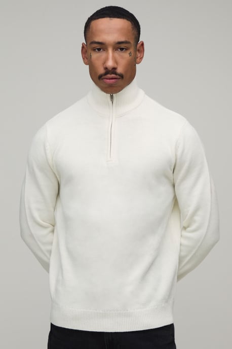 Regular Fit 1/4 Zip Knitted Jumper - Image 1