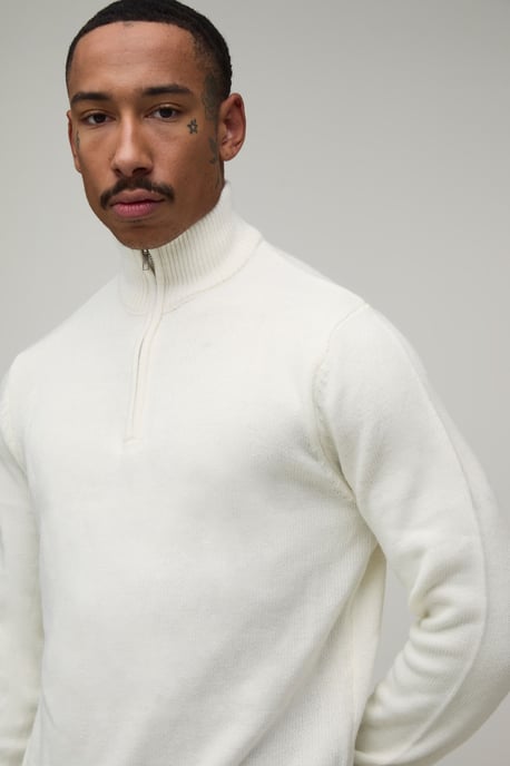Regular Fit 1/4 Zip Knitted Jumper - Image 3