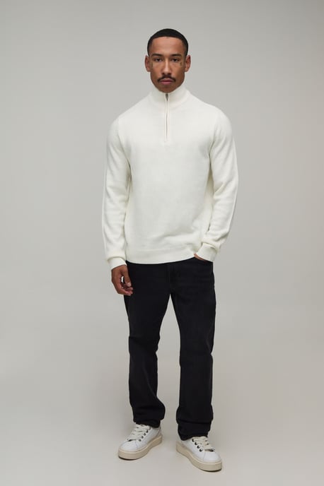 Regular Fit 1/4 Zip Knitted Jumper - Image 4