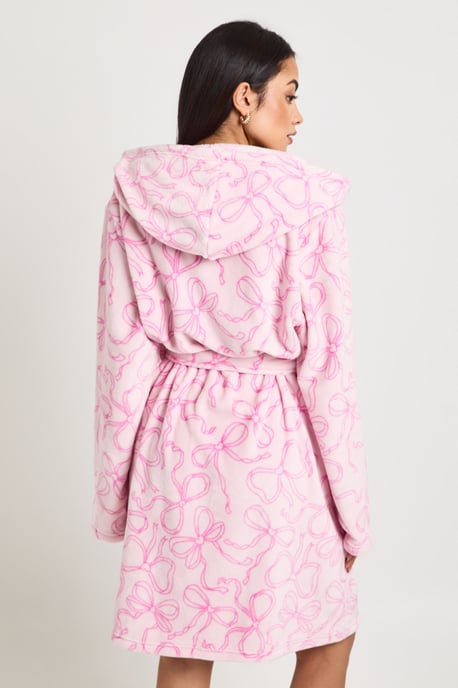 Bow Print Hooded Mini Dressing Gown - Image 2