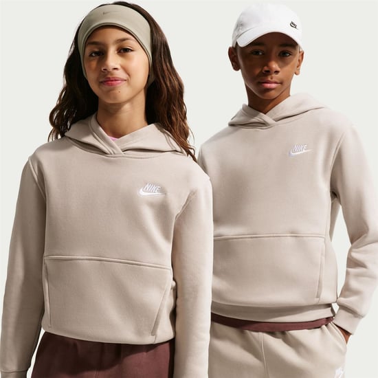 Boys Nike Club Pullover Hoodie Junior Boys in Cream - Image 1