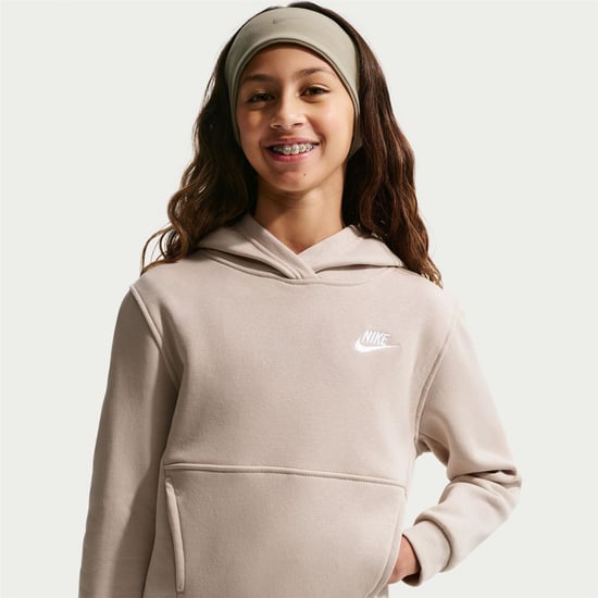 Boys Nike Club Pullover Hoodie Junior Boys in Cream - Image 2