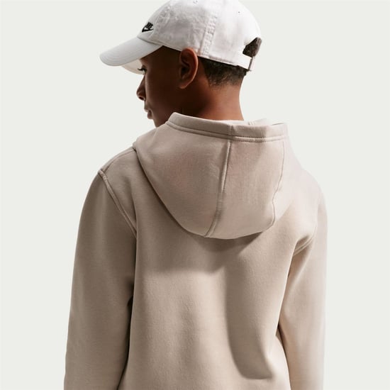 Boys Nike Club Pullover Hoodie Junior Boys in Cream - Image 5