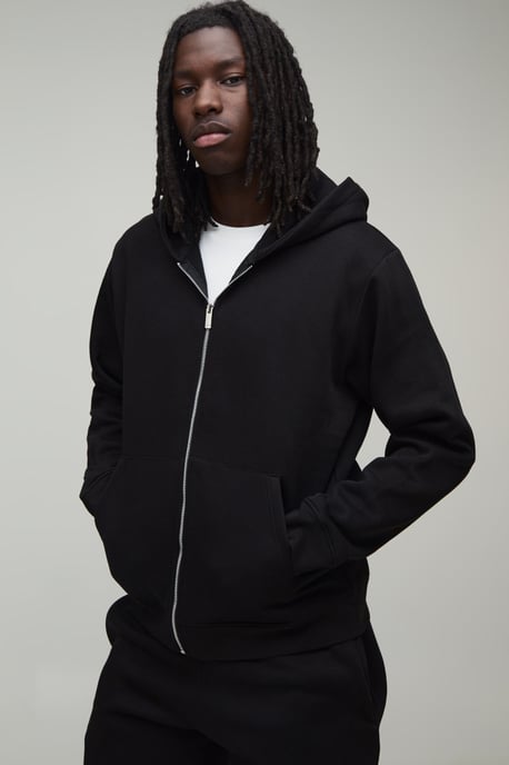 Regular Zip Through Hooded and Straight Leg Cuffed Jogger - Image 3