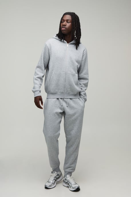 Regular Zip Through Hooded and Straight Leg Cuffed Jogger - Image 4