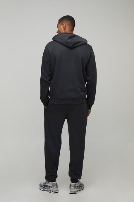 Regular Zip Through Hooded and Straight Leg Cuffed Jogger - Image 2