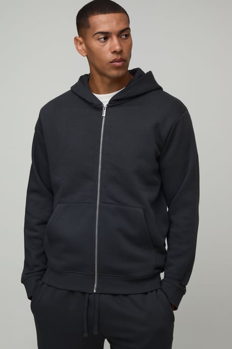 Regular Zip Through Hooded and Straight Leg Cuffed Jogger - Image 3