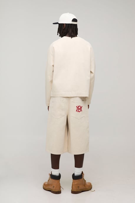 Varsity Embroidered Longline Denim Jorts - Image 2