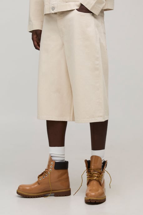 Varsity Embroidered Longline Denim Jorts - Image 3