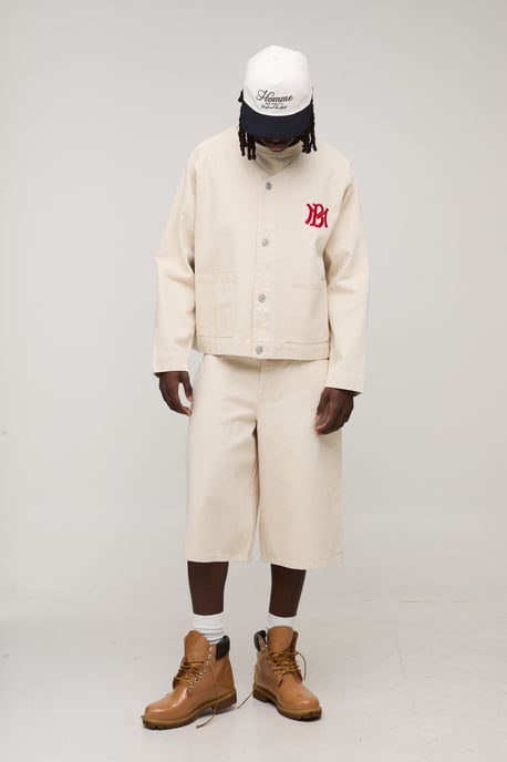 Varsity Embroidered Longline Denim Jorts - Image 4