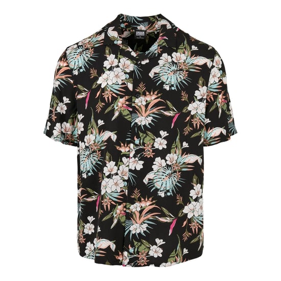 Urban Classics Heren Tropical Viscose Resort Overhemd (Zwart/Multikleurig) - Image 1