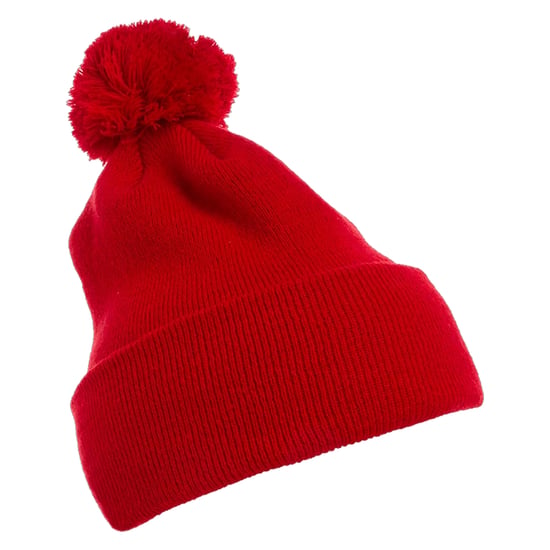 Flexfit Klassiekers Pom Pom gebreide muts met manchet (Rood) - Image 2