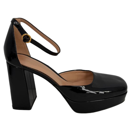 Gianvito Rossi Ankle Strap Platform Pumps in Black Patent Leather - Image 1