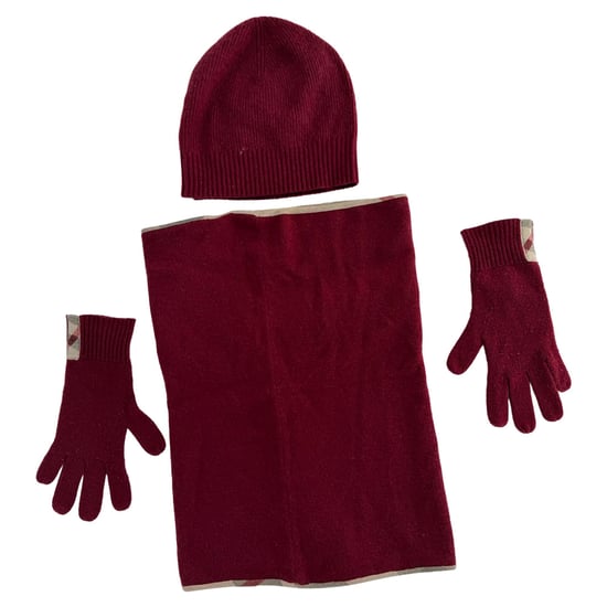 Burberry Gloves, Scarf and Beanie in Red Cashmere - Image 1