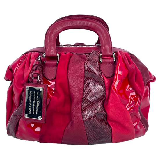 Dolce & Gabbana Handväska med ormskinnsdetalj i vinröd läder - Image 2